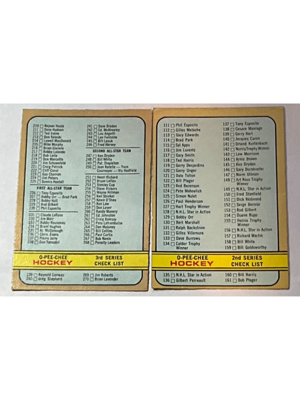 1972-73 O-Pee-Chee 2nd 3nd Series #19 & #334A Checklist Unmarked